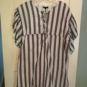 Who What Wear Gray and White Dress